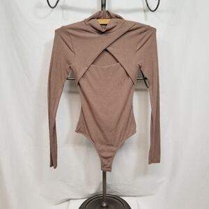 Lulus Brown Long Sleeve Top Women's/Juniors XS Turtleneck Bodysuit Shirt